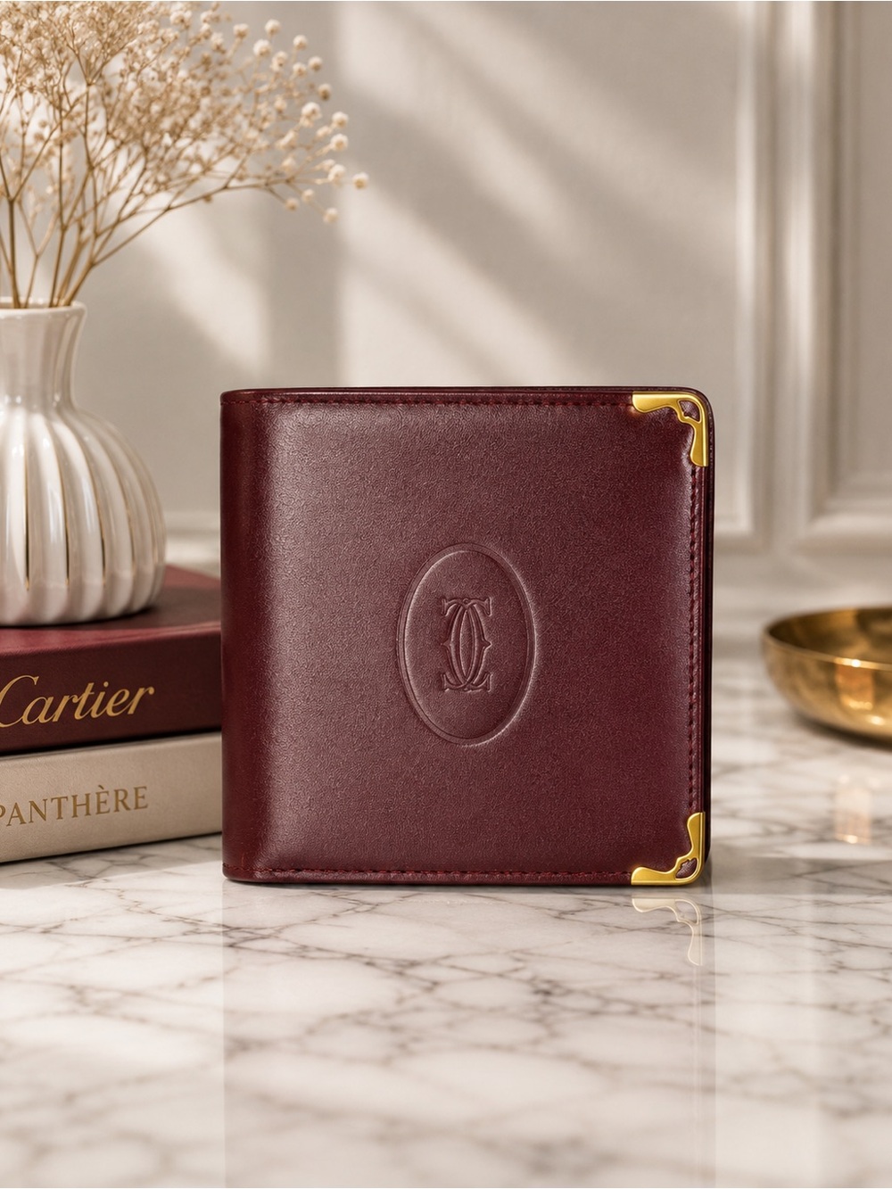 Cartier Must de Cartier Bifold Wallet Oxblood Leather Vintage